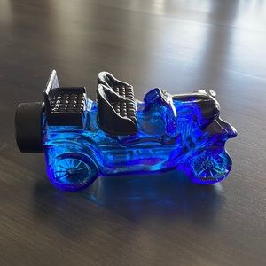 Vintage Avon Stanley Steamer Car Wild Country AfterShave Empty Glass Bottle Blue